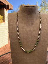 Load image into Gallery viewer, Navajo Sterling Silver &amp; Sonoran Gold Turquoise Beaded 24 Inch Necklace