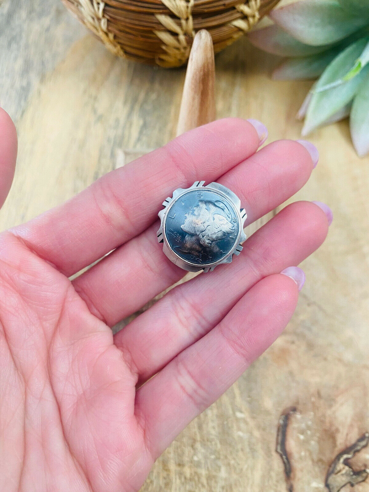 Navajo Sterling Silver Liberty Dime Ring