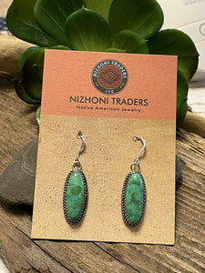 Navajo Sterling Silver Dyed Kingman Turquoise Elegant Earrings Signed