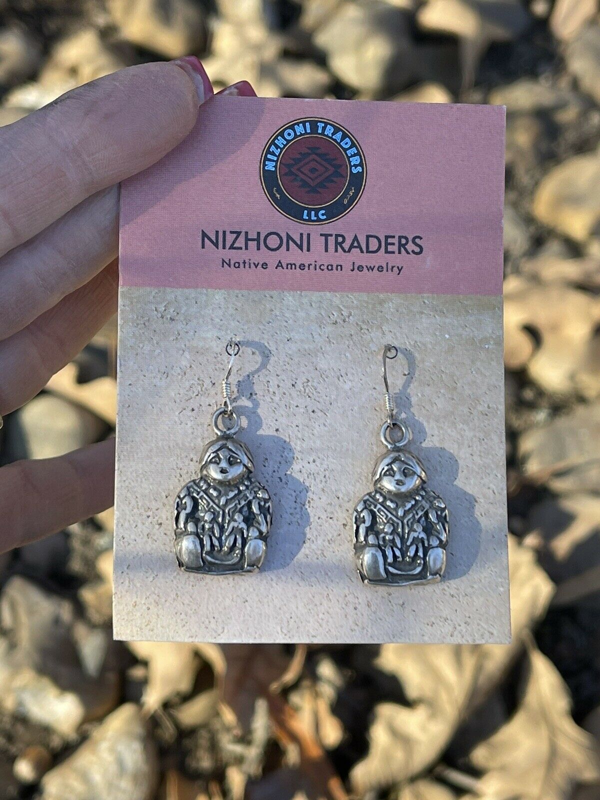 Navajo Sterling Silver Maiden  Dangle Earrings Signed