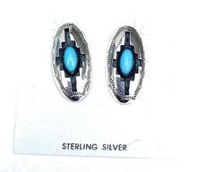 Load image into Gallery viewer, Navajo Turquoise &amp; Sterling Silver Shadow Box Post Earrings