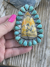 Load image into Gallery viewer, Navajo Sterling Bumblebee Jasper  and Turquoise Stone Ring Sz 9.5