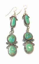Load image into Gallery viewer, Navajo Mixed  Turquoise &amp; Sterling Silver Dangles Signed