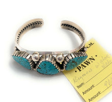 Load image into Gallery viewer, Navajo Vintage Water Web Kingman Turquoise &amp; Sterling Silver Cuff Bracelet