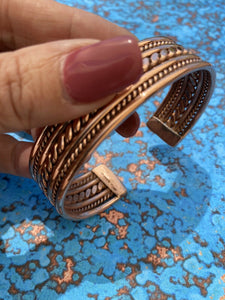 Tahe Navajo Copper Hand Stamped  Bracelet Cuff