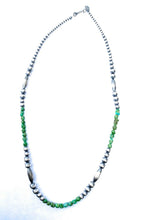 Load image into Gallery viewer, Navajo Sonoran Gold Turquoise &amp; Sterling Silver Navajo Pearl Beaded Necklace 20” SK11