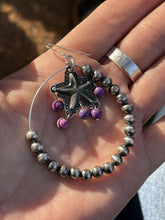 Load image into Gallery viewer, Navajo Sterling Silver Bead Purple Spiny Texas Hoop Earrings