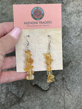 Load image into Gallery viewer, Navajo Sterling Silver Golden Quartz Chip Dangle Earrings