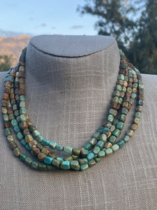 Royston Turquoise & Sterling Silver Beaded 14 Inch Necklace