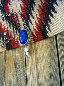 Navajo Sterling Silver & Lapis Blossom Necklace Signed