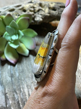 Load image into Gallery viewer, Navajo Sterling Silver &amp; Beautiful Bumblebee Jasper Statement Ring Sz 8 Signed
