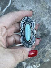 Load image into Gallery viewer, Navajo Sterling Silver Turquoise Nouveau￼ Statement Ring Sz 8