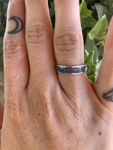 Zuni Sterling Silver Blue Opal Stacker Ring