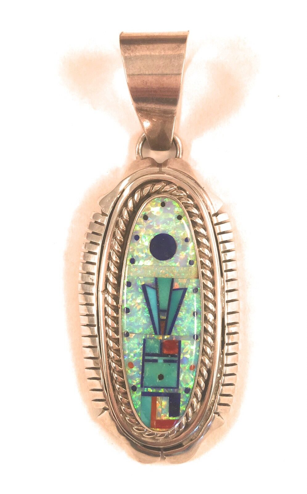 Francis Melvin Vintage Navajo Multi Stone Inlay Pendant Signed