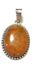 Load image into Gallery viewer, Gorgeous Sterling Apple Coral Oval Pendant Signed