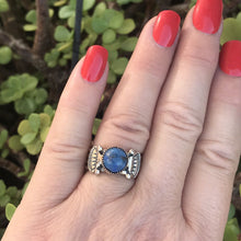 Load image into Gallery viewer, Navajo Sterling Silver Lapis Rope Cigar Band Ring
