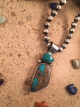 Load image into Gallery viewer, Vintage Navajo Pilot Mountain Turquoise  Sterling Silver Pendant Signed