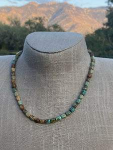 Royston Turquoise & Sterling Silver Beaded 14 Inch Necklace