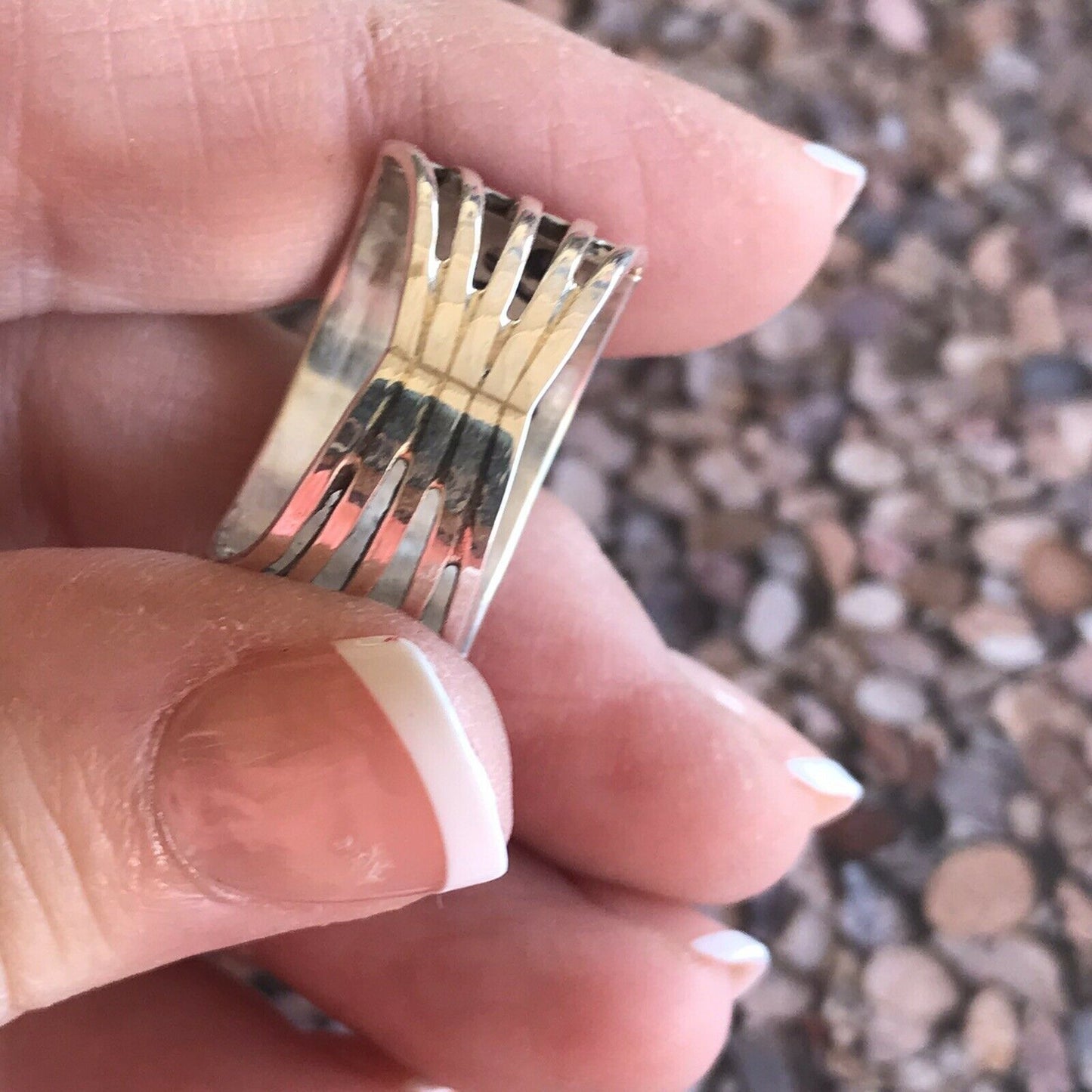 Navajo Sterling Silver Red Fire Opal Stacker Ring