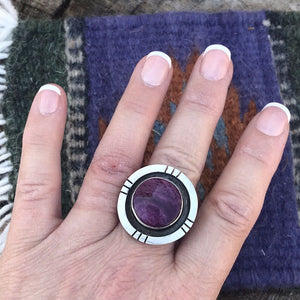 Navajo Purple Spiny Oyster & Sterling Silver Ring Size 5.5 Signed & Stamped