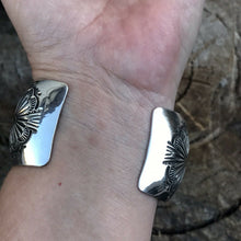 Load image into Gallery viewer, Navajo Sterling Silver Hand Stamped Bracelet Cuff Signed GS