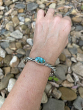 Load image into Gallery viewer, Beautiful Navajo Sterling Sonoran Mountain Turquoise Rope Style Bracelet Cuff