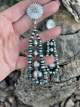 Load image into Gallery viewer, Navajo Sterling Silver Turquoise Gradual Bead Dangle Earrings