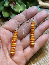 Load image into Gallery viewer, Navajo Sterling Silver &amp; Spiny Orange Shell Bead Dangle Earrings