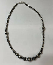 Load image into Gallery viewer, Sterling Silver Navajo Pearl Graduated Beaded Necklace 18”