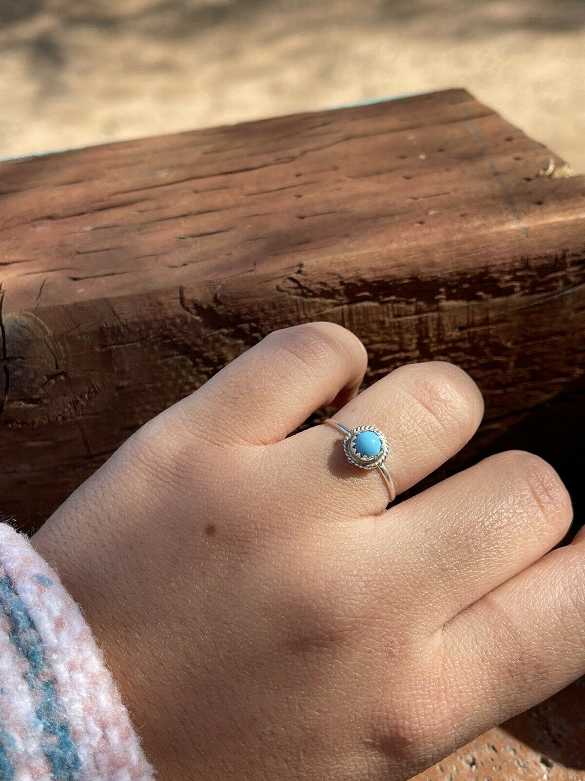 Navajo Kingman Turquoise & Sterling Silver Dot Rings