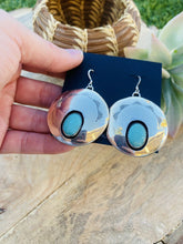 Load image into Gallery viewer, Navajo Sterling Silver &amp; Turquoise Circle Dangle Earrings Signed