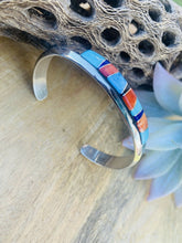 Load image into Gallery viewer, Navajo Multi Stone &amp; Sterling Silver Inlay Cuff Bracelet