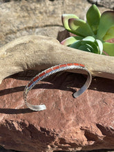 Load image into Gallery viewer, Navajo Sterling Silver &amp; Red Coral Cuff Bracelet Signed