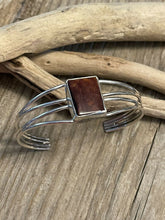 Load image into Gallery viewer, Navajo Spiny Sterling Silver  Bracelet Loop Cuff Stamped Begay