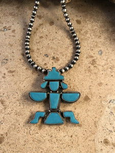 Vintage Sterling Silver & Turquoise Kachina Pin/Pendant Signed