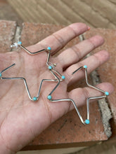 Load image into Gallery viewer, Gorgeous Turquoise &amp; Sterling Silver Star Hoop Earrings