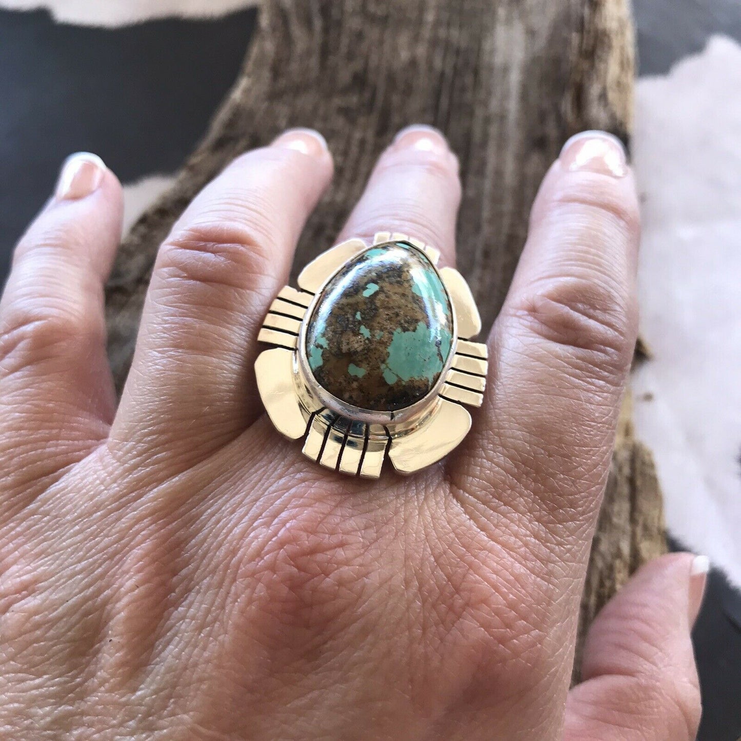 Navajo Royston Turquoise & Sterling Ring Size 6.