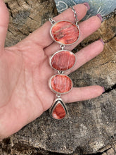 Load image into Gallery viewer, Navajo Orange Drop Spiny Sterling Silver Lariat Necklace