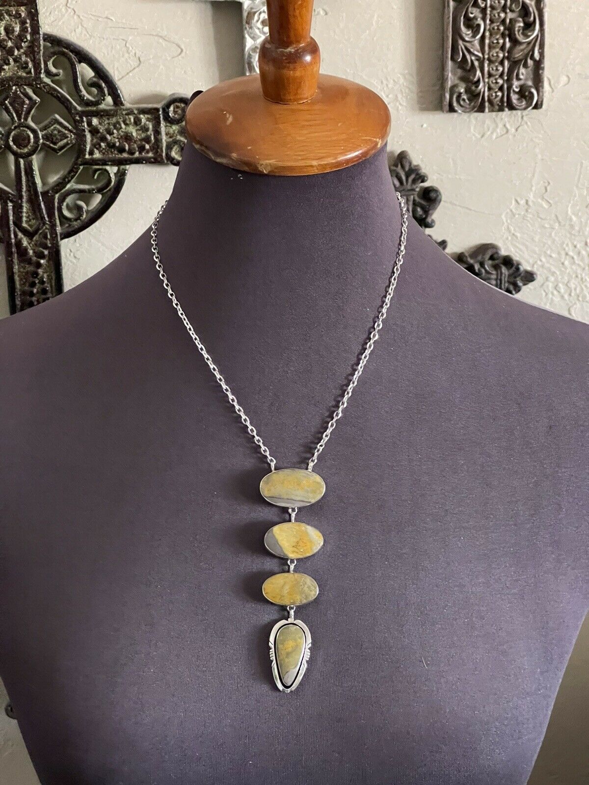 Navajo Bumblebee  & Sterling Silver Lariat Necklace