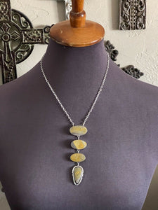 Navajo Bumble Bee Jasper & Sterling Silver Lariat Necklace