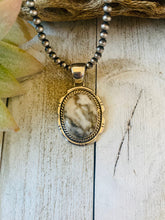 Load image into Gallery viewer, Navajo White Buffalo And Sterling Silver Pendant Signed