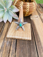 Load image into Gallery viewer, Navajo Sonoran Gold Turquoise &amp; Sterling Silver Star Ring Size 8 Signed