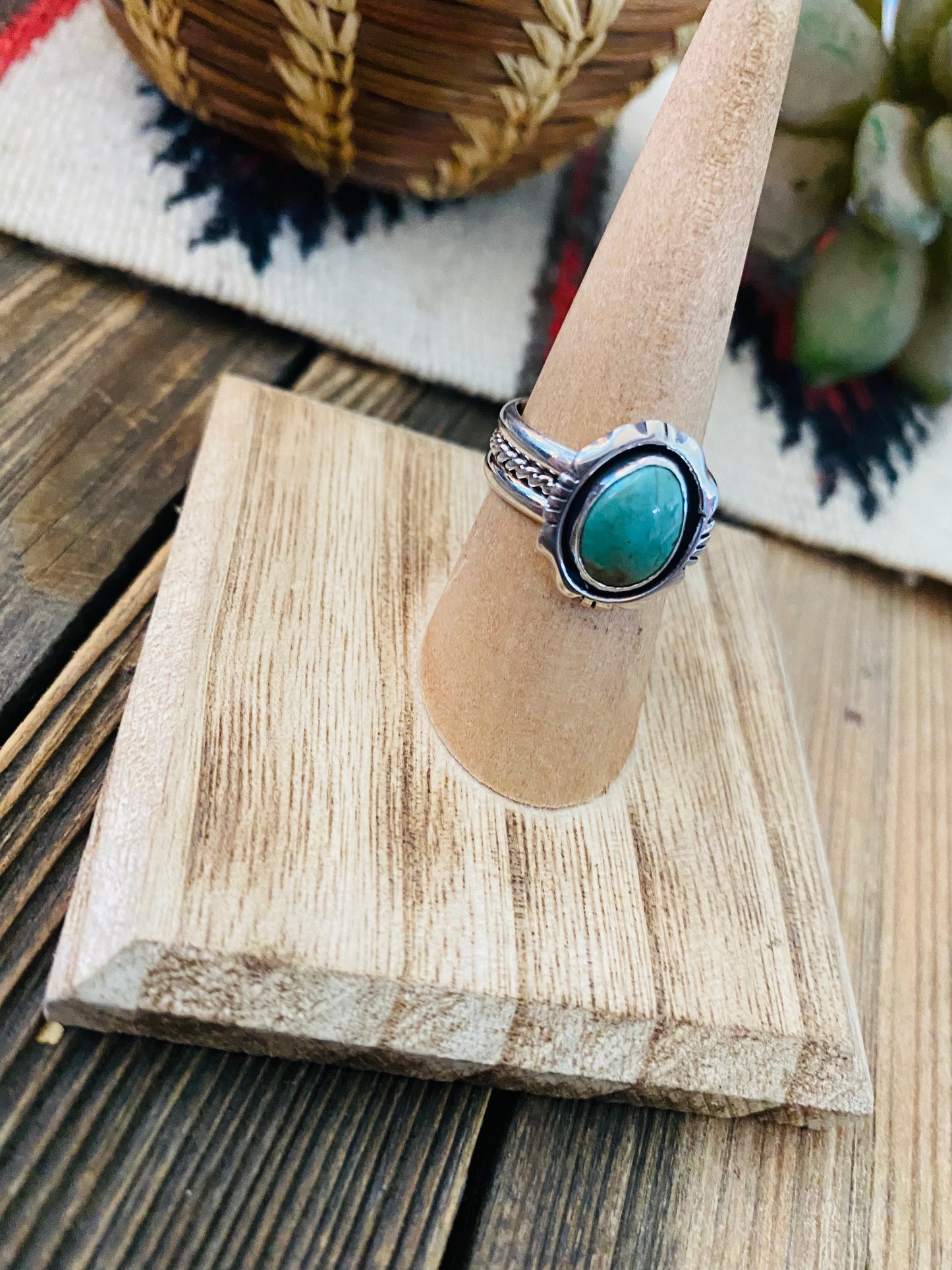 Navajo Royston Turquoise & Sterling Silver Ring Size 7