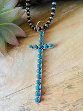 Load image into Gallery viewer, Beautiful Turquoise &amp; Sterling Silver Cross Pendant
