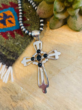 Load image into Gallery viewer, Navajo Onyx &amp; Sterling Silver Cross Pendant Signed