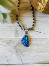 Load image into Gallery viewer, Navajo Sterling Silver &amp; Blue Opal Pendant