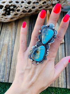 Navajo Kingman Turquoise & Sterling Silver Adjustable Ring