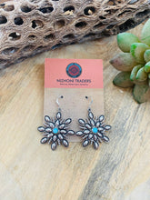 Load image into Gallery viewer, Old Pawn Vintage Navajo Opal &amp; Sterling Silver Snowflake Dangle Earrings