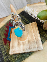 Load image into Gallery viewer, Navajo Royston Turquoise &amp; Sterling Silver Crown Ring Size 7.5
