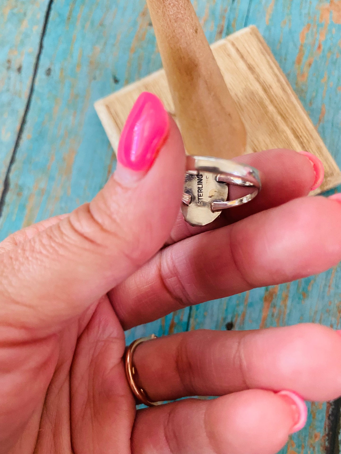 Navajo Sterling Silver & Lapis Ring Size 7.5